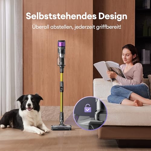 Ultenic U20 Akku Staubsauger, 55000Pa/ 600W/60Min Staubsauger Kabellos Mit Selbststehendes Design, Flexibles Biegegelenk, GreenEye-Technologie, Anti-Tangle Bodenbürste für Hartböden Teppiche Tierhaare - 7