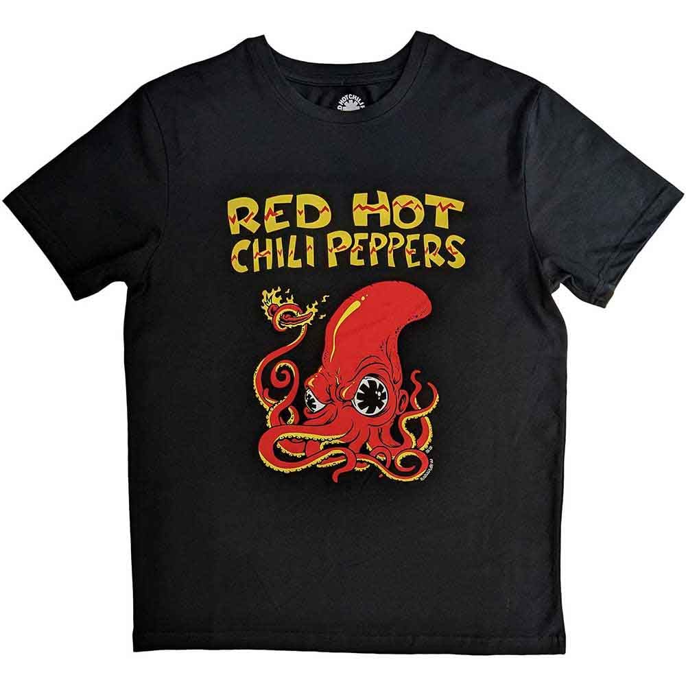 Rock Off Officially Licensed Products Unisex Black Red Hot Chili Peppers T Shirt Octopus Band Logo Official Xl