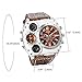 Avaner Men's Leather Wrist Watches: Big Face Dual Time Zone Oversized Large Dial Leather Strap Analog Quartz Watch
