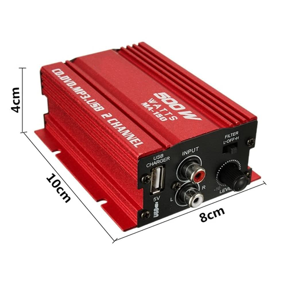 MA150 12V Mini 2CH HiFi Stereo Amplificatore di Potenza per Auto MP3 Audio Speaker con USB