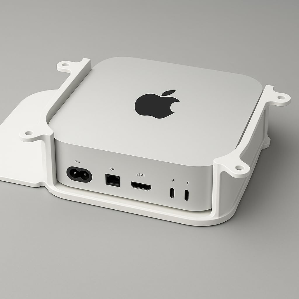 Azoth Under Desk Mount Holder for Mac mini M4/M4Pro, Computer Protection Case with Mounting Straps, White (Extension Bracket)-image-7