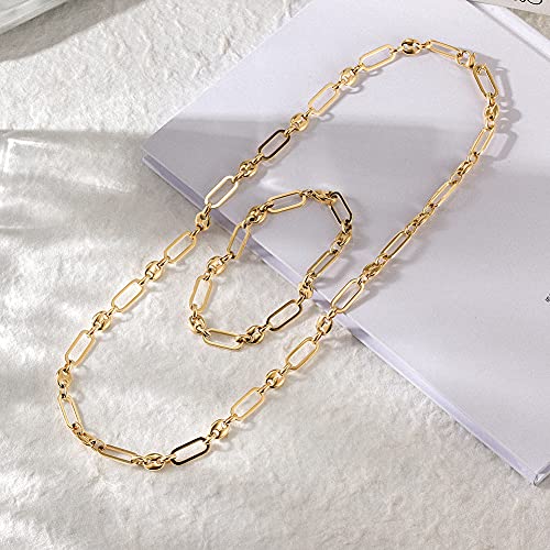 Paperclip Coffee Bean Bracelets Stacked Paper-clip Link for Women Adjustable Clasp Gold Plated Stainless Steel Link Charm Chain4
