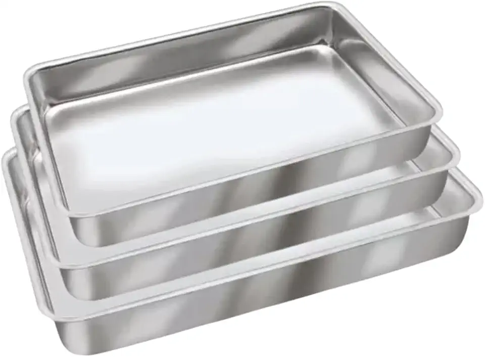 Jogo Kit 3 Assadeiras Forma Retangular Alumínio Qualidade
