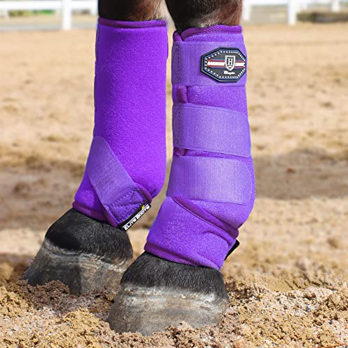 Harrison Howard Horse Sport Medicine Front Shock-Absorbing Boots All-Round Lower Limb Protection & Support Sport Boots Perfect for Endurance Training and Performance Pack of 2 Regal Purple M