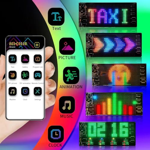 Image of Programmable Flexible Led Display, 7''X3'' Scrolling Led Car Sign, Ultra-Thin Flexible Bluetooth Led Screen, Custom Digital Led Display, Bluetooth App Remote Control Led Signs For Business Car Home