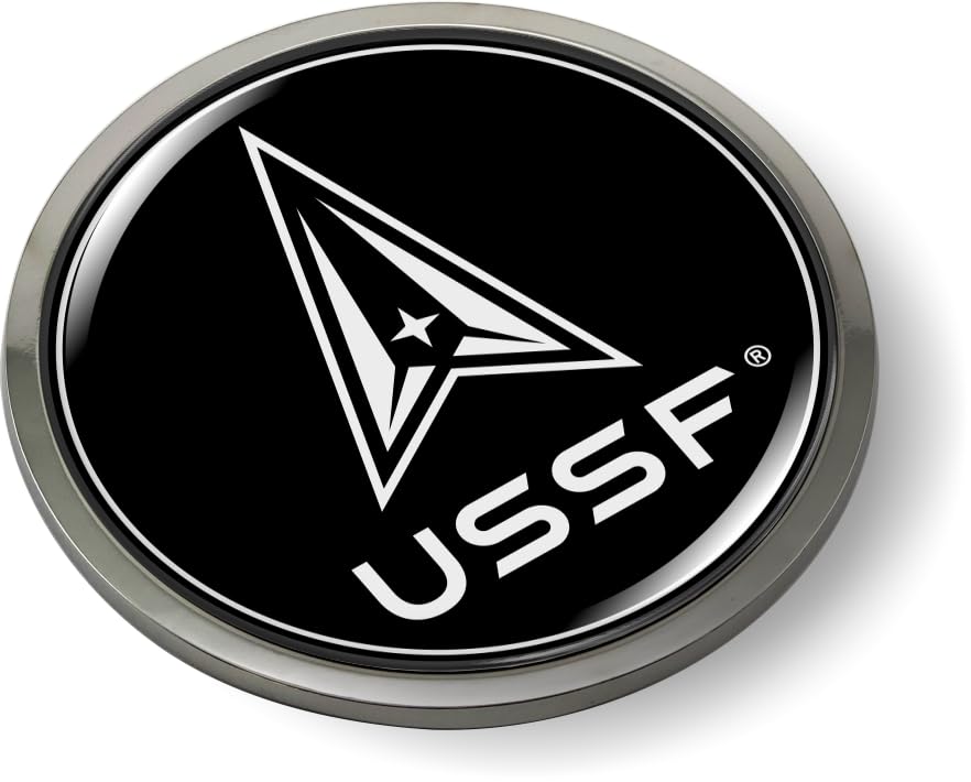 Image of BestLicensePlateFrames - USSF Symbol 3D Domed CAR Emblem Badge Sticker Chrome Plastic Bezel - Official USAF and USSF Licensed Product