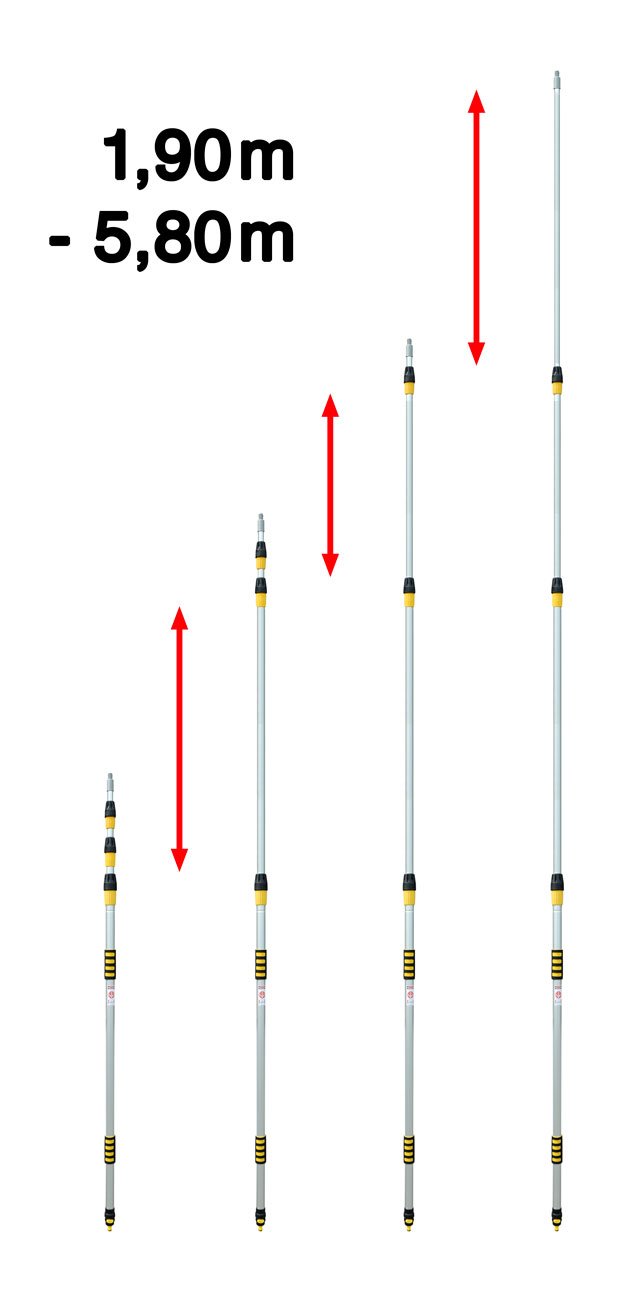 Yachticon Spazzola manico 4 pezzi telescopico 190 – 580 cm