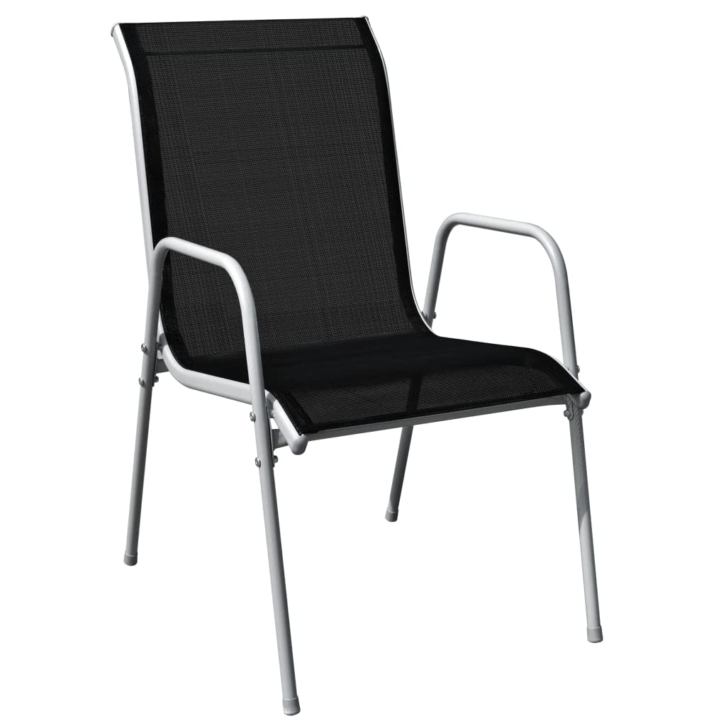 Juego de 4 sillas de jardín con mesa de metal y mesa de metal para 4 personas, mesa de jardín con 4 sillas de jardín, resistente a la intemperie, de acero, color negro
