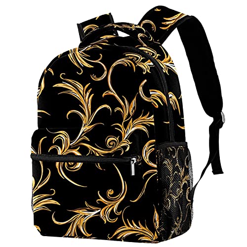 Sac à dos de voyage campus mixte avec porte-bouteille doré