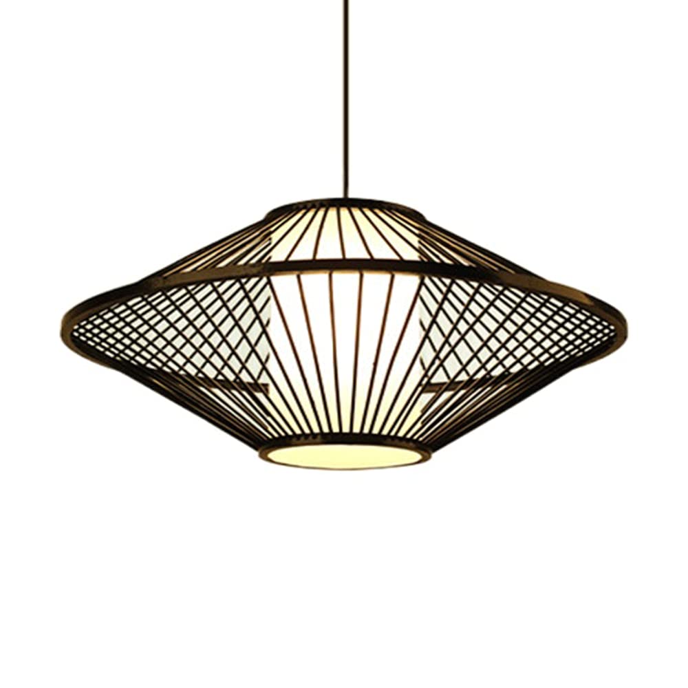 LYMSXAZOU E27 Ceiling Light 1-Light Retro Pastoral Pendant Fixtures Bamboo Handwoven Chandelier Rattan Hanging Lamp Fixture For Dining Room, Kitchen, Farmhouse Restaurant Loft
