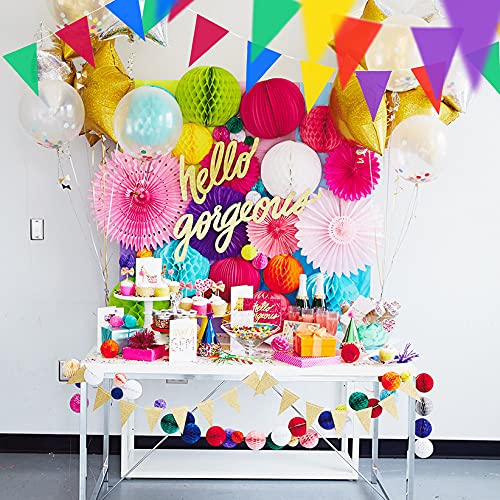 Image of Piokio 100ft Colorful Flag Banner Party Celebrations Graduation Decorations, for Party, Birthdays, Classroom Decorations (Pack of 3)