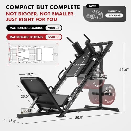 Image of Mikolo Leg Press Hack Squat Machine Combo, Leg Press Machines for Home Gym with Linear Bearing, Hack Squat Machine with Rear and Front Band Pegs, Leg Machine for Full Range Leg Training