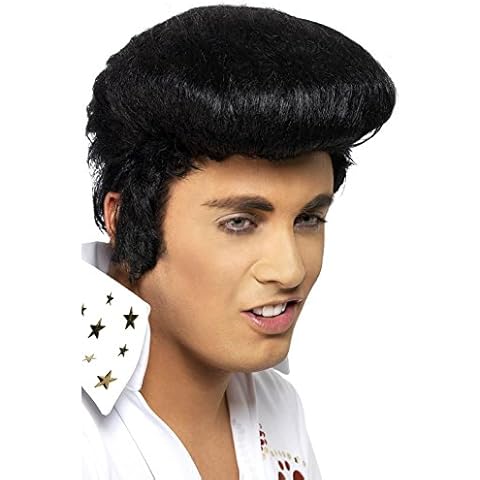 Fancy Dress VIP Express Adult Mens Deluxe 50s The King Elvis Quiff Wig with Sideburns Music Popstar Accessory Cover