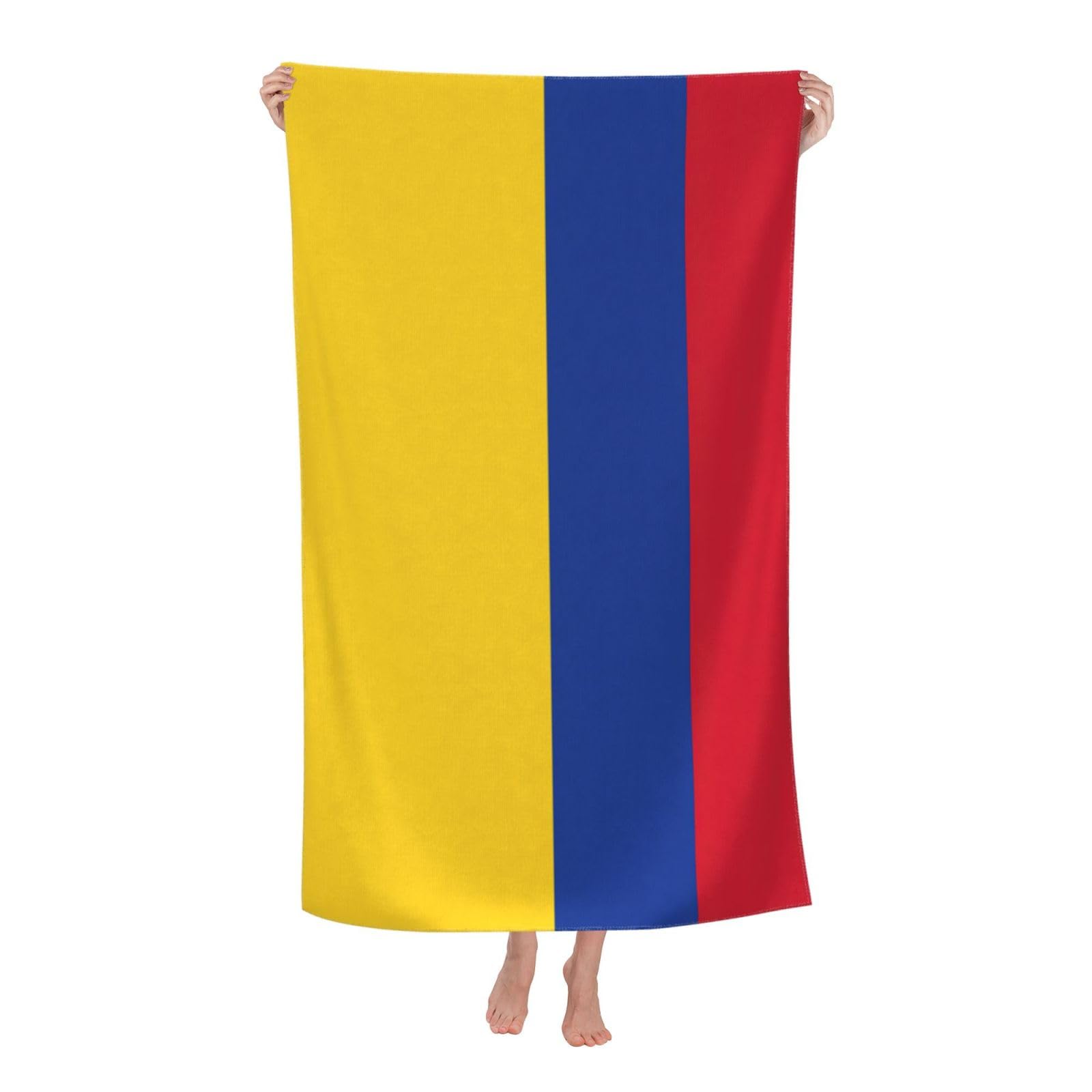 Pojknbv White Flag Of Colombia Print Oversized Adult Beach Towel Quick-Dry Comfortable Lightweight Travel Pool Camping
