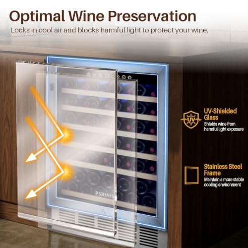 Image of 24 Inch Wine Fridge, 51 Bottle Wine Cooler Under Counter