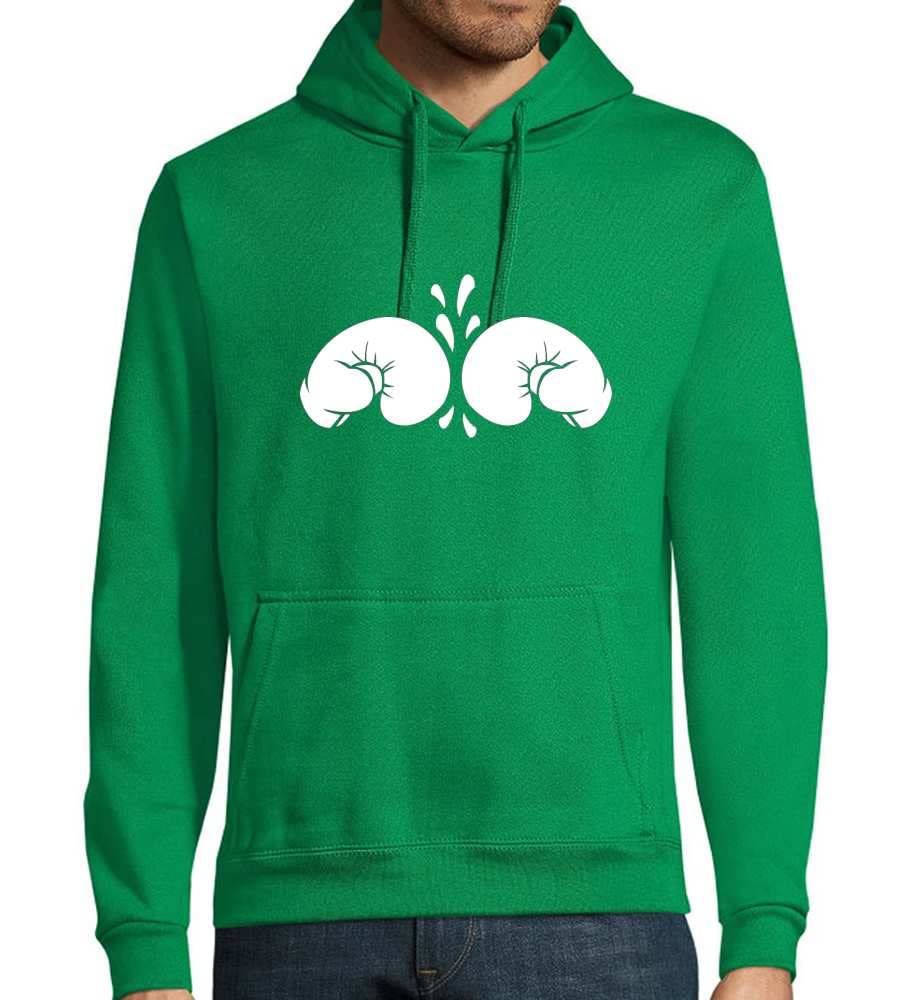 Boxkampf - Guanti da boxe da uomo, con cappuccio, colore verde, 3XL