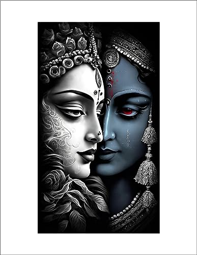 Dreamkraft Adhesivo decorativo de pared Radha Krishna - 48 cm x 28 cm | Vinilo premium, decoración divina del hogar