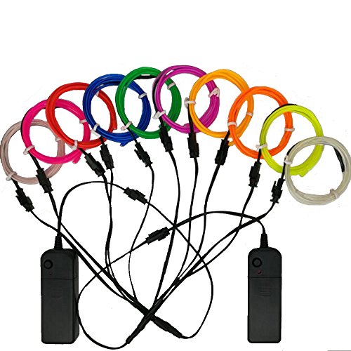 TGHCP-10x3FT Neon Glowing EL Wire with Battery Pack (10 Colors)