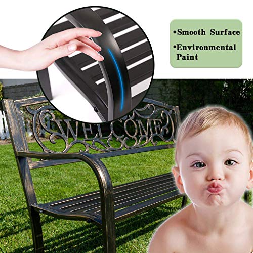 Fdw Garden Bench Outdoor Bench For Patio Metal Bench Park Bench Cushion For Yard Porch Work Entryway (Bronze) #TOP3