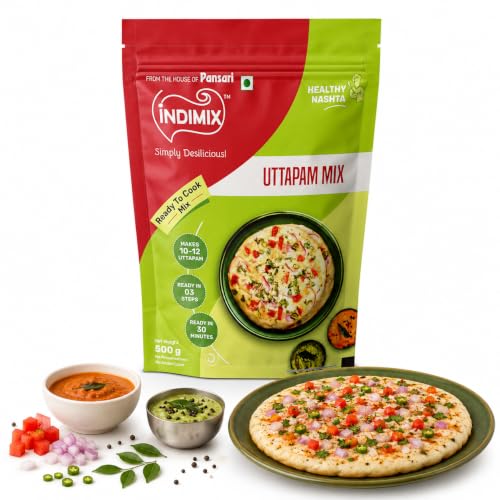 Image of INDIMIX Instant Uttapam Mix 500g | Ready-to-Cook South Indian Breakfast, Soft & Fluffy Uttapam in 3 Easy Steps, Authentic Homemade Taste, Quick & Convenient