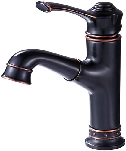 Mezclador de lavabo de baño, grifo de latón retro, boquilla extraíble fría y caliente, grifo de baño de un solo agujero, con boquilla extraíble,