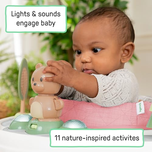 Ingenuity Spring & Sprout 2-in-1 Baby Activity Center Jumper and Table with Infant Toys - Ages 6 Months +, First Forest in Pink - image 7