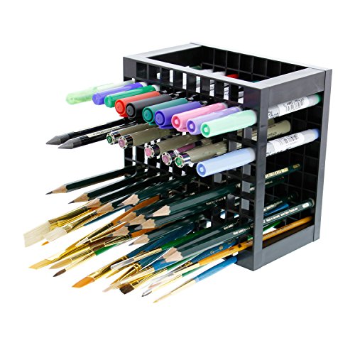 U.s. Art Supply 96 Hole Plastic Pencil & Brush Holder - Desk Stand Organizer Holding Rack For Pens, Paint Brushes, Colored Pencils, Markers #TOP3