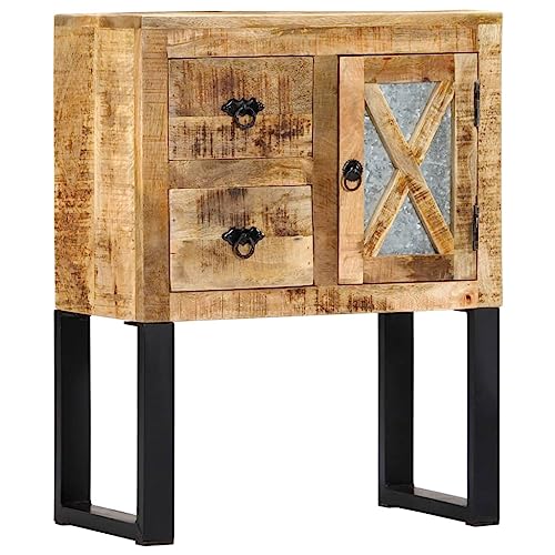 vidaXL Mangoholz Massiv Sideboard mit 1 Tür 2 Schubladen Kommode Mehrzweckschrank Beistellschrank Anrichte Schrank Flurschrank Standschrank 60x30x76cm