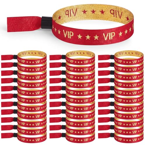 Tigeen 100 Pcs VIP Wristbands Cloth for Events Party VIP Bracelets for Wedding Concert Fair (Red)
