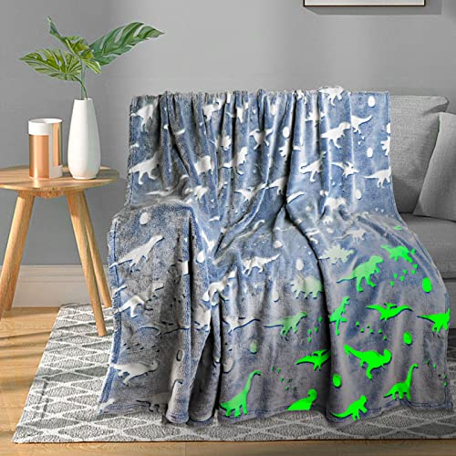 Image of TEHALK Dinosaur Blanket for Boys Girls Glow in The Dark Blankets for Boys Soft Fleece Blankets for Kids 30 inchx 40 inch
