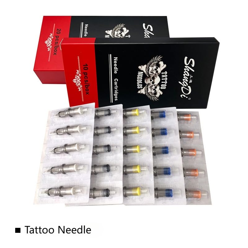 Tattoo Kit Tattoo Gun Complete Tattoo Machine Kit 20 Cartridge Needles 10 Ink Color Set for Supply Practice Skin (Sliver)