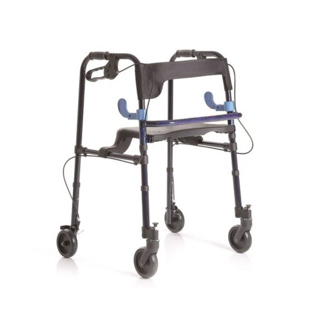 Rollator pieghevole in alluminio verniciato con 2 leve 2 ruote piroettanti con blocco 2 ruote fisse con freni Art. RP751