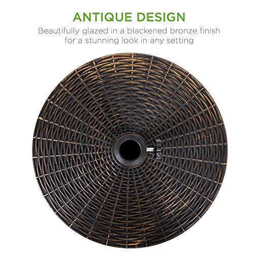 Best Choice Products SKY3784 55Lb Outdoor Patio Umbrella Stand Resin Round Umbrella Base W/Wicker Design thumb #1