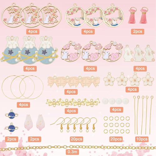 Kit de démarrage bijoux à offrir : 10 paires breloques lapin de Pâques
