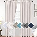 H.VERSAILTEX Linen Look 100% Blackout Curtains 95 Inches Long for Bedroom Full Light Blocking Rod Pocket Linen Textured Thick Window Curtain Drapes with White Backing, Ivory, 2 Panels