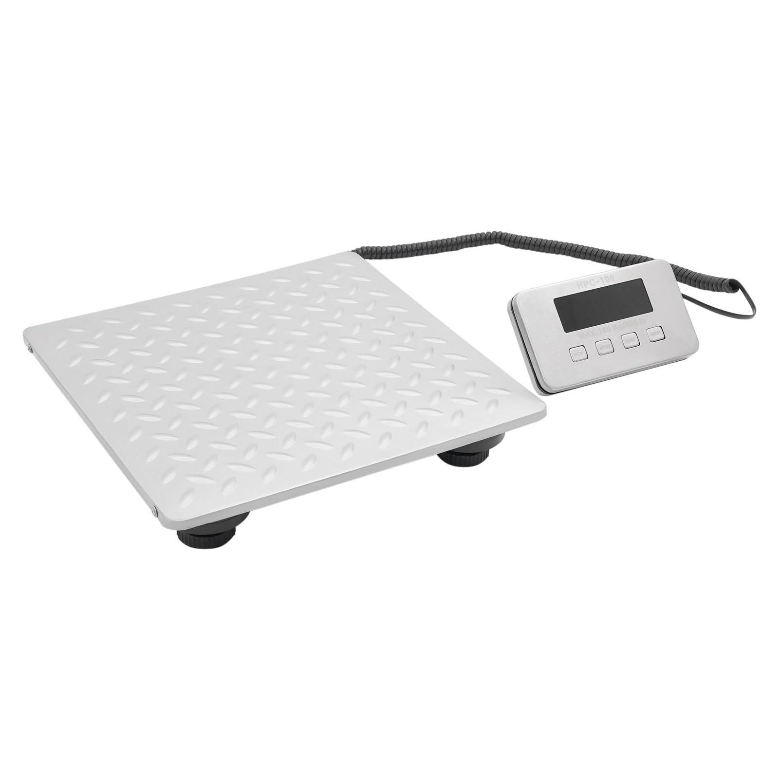 Digitale Paketwaage 100kg/220lbs Edelstahl LED Display，Tara Funktion Einheitenumschaltung Automatische Verriegelung，Wiederaufladbar Paketwaage für Logistik Lager Haushalt Büro Tiergewicht