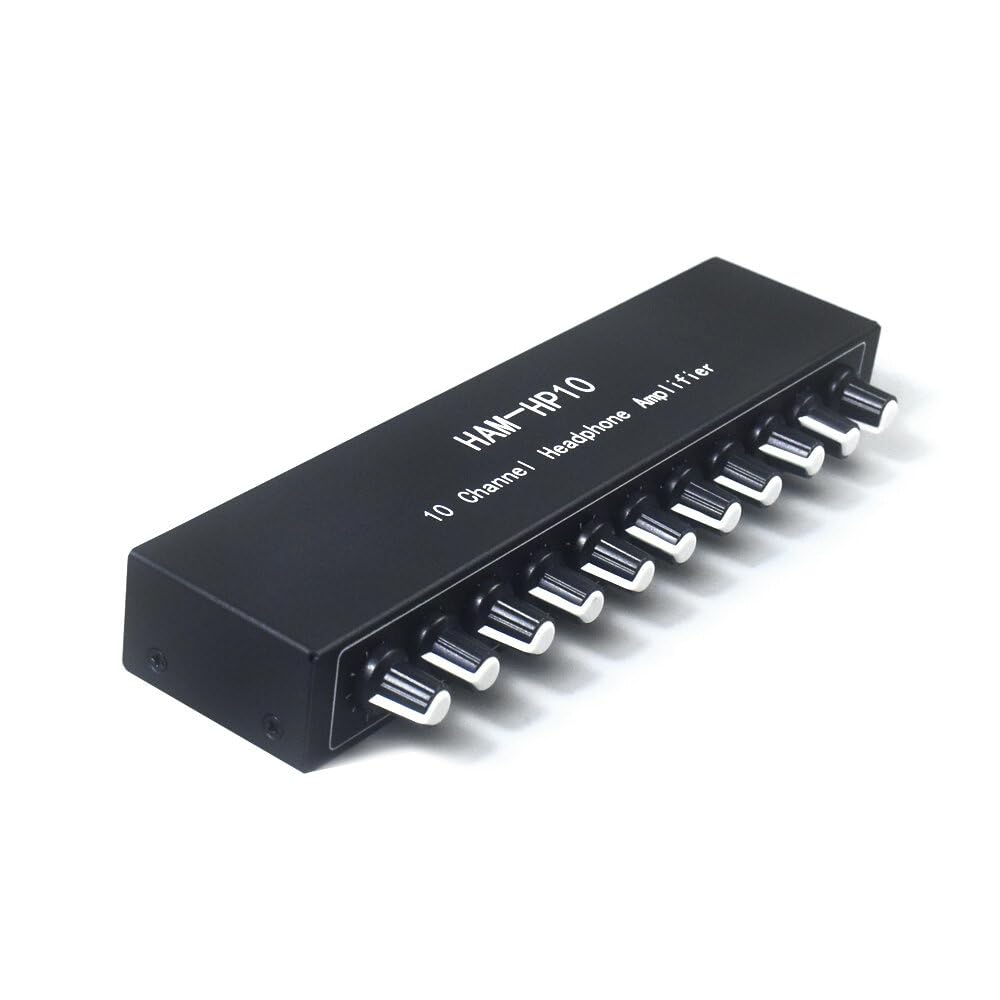 VIDOO HAM-HP10 10-Kanałowy Wzmacniacz Słuchawkowy Stereo 1 Wejście 10 Wyjść 12dB Wzmocnienie NJM4556A Jack 3.5mm DC 12-24V
