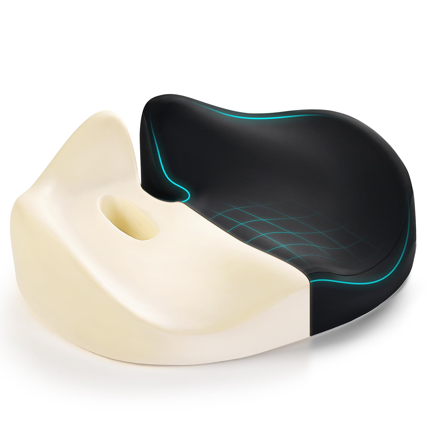 Seat Cushion for Long Sitting Hours on Office/Home Chair, Car, Wheelchair, Memory Foam Sciatica Pain Relief Pillow, Seat Cushion for Hip, Tailbone, Coccyx Pain, Black