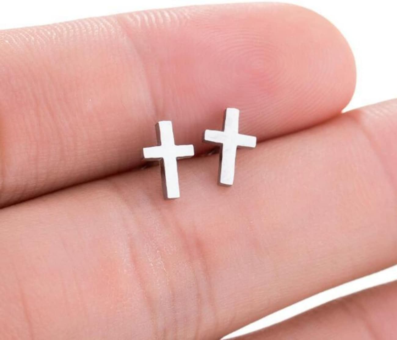 3 Pairs Stainless Steel Mens Cross Stud Earrings Black Silver Gold Cross Stud Earrings - Image 7