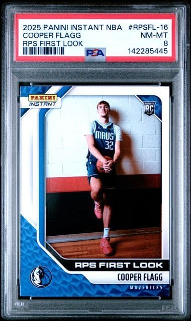 Graded Psa Nm-Mint Cooper Flagg Mavericks Basketball Rookie Card 2025 First Look Card #16 Overall Top Draft Pick Future Superstar