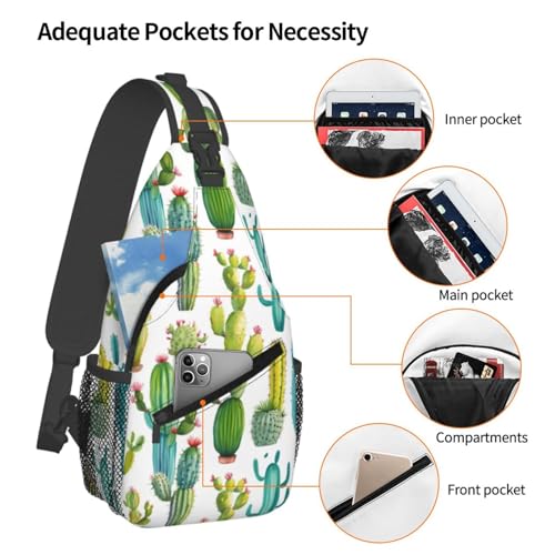 Mochila tipo sling con estampado de cactus negra miniatura 4