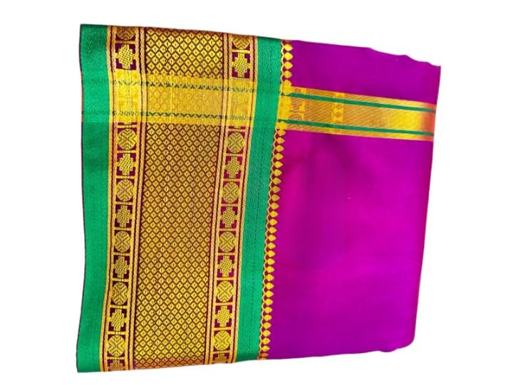 Men's Traditional Panchakacham Dhoti Set with Silk Border | Veshti/Mundu/Lungies Dhoti For Men for Pooja Temple & Special Occasions-picture-23
