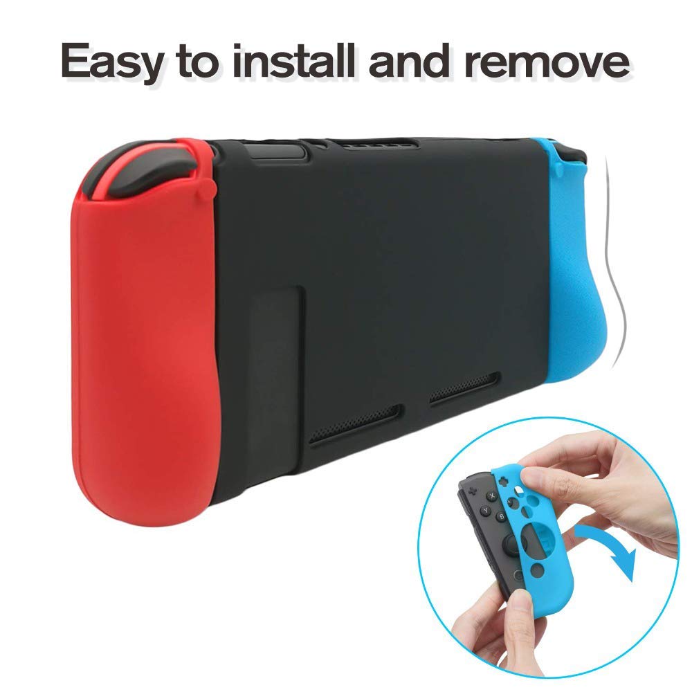 Nintendo Switch Case Cover, Protective Case for Nintendo Switch Joy-Con Grip and Back Cover, Silicone Gel Case Cover for Switch Controller Thumb Grips Protection Anti-Slip Anti-Scratch