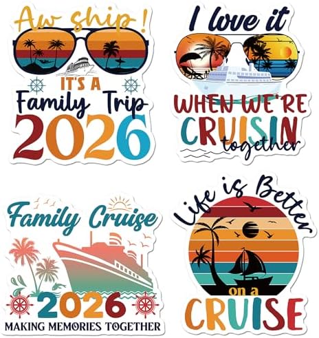 Family Cruise Door Decorations Magnetic, 4 Pcs Retro Family Trip ...