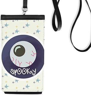 Halloween Round Lifelike Eyeball Phone Wallet Purse Hanging Mobile Pouch Black Pocket