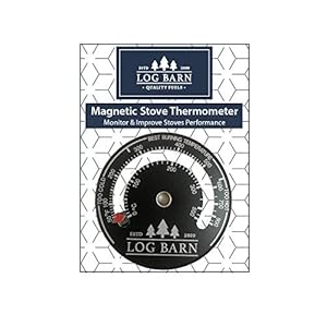 Log-Barn Magnetic Log Burner & Stove Thermometer for Stoves Surface and Flue Pipe. Best Burning Temperature Zone – Comes…