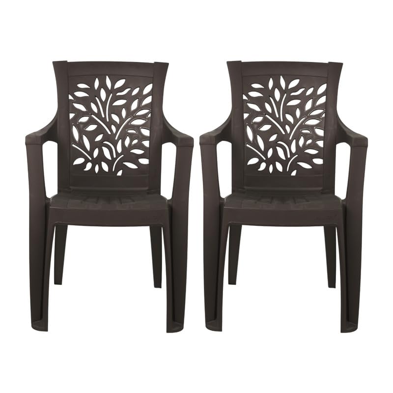 Image of Plasto Chair Luxury, Brown | Comfortable Back Posture, Matt & Gloss Pattern, 150KG Capacity, Strong & Sturdy