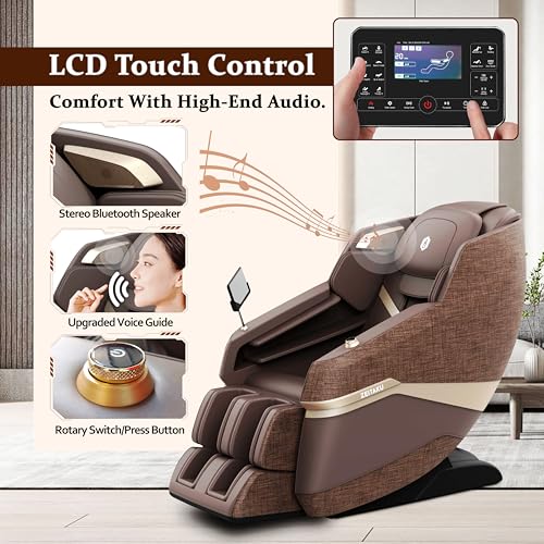 Image of Zeitaku Full Body Massage Chair CHIRU with Zero Gravity Recline, 21 Auto Wellness Programs, 10 Fixed Massages Magnetic Therapy Foot Reflexology Carbon Fiber Heating Bluetooth Speakers & LCD Controller