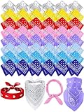 Unittype 48 Pieces Paisley Bandana Novelty Unisex Headband Square Scarf Cowboy Bandanas for Parade Halloween Party Costume (Summer Assorted Color)