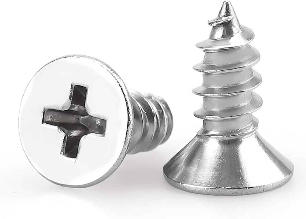 #4 x 3/8" Flat Head Sheet Metal Screws Phillips Drive Wood Screws, 304 Stainless Steel 18-8, Self Tapping, 200 pcs by Eastlo Fastener